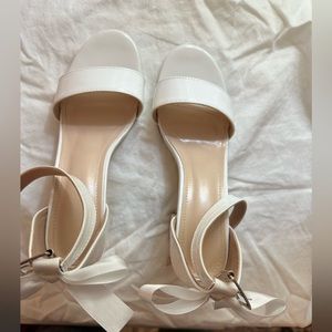 White open toed heels